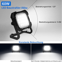 Bateriový LED světlomet 60W 5400LM Pracovní lampa Přenosná pracovní lampa 14000mAh pro dílnu staveniště garáž venkovní osvětlení